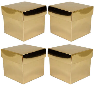 Luxe cadeaudoosje met deksel - 6x - goud metallic - 10 x 10 x 10 cm - vierkant