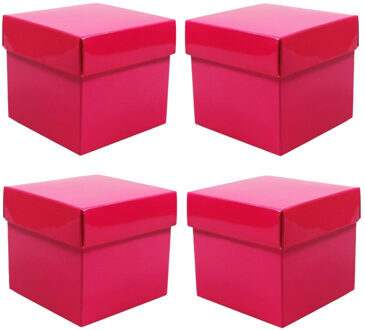 Luxe cadeaudoosje met deksel - 6x - roze metallic - 10 x 10 x 10 cm - vierkant
