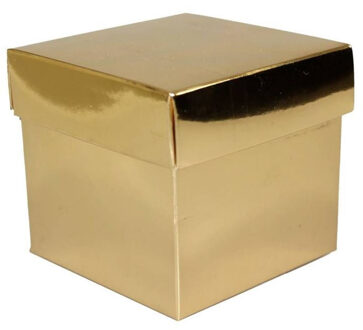 Luxe cadeaudoosje met deksel - goud metallic - 10 x 10 x 10 cm - vierkant