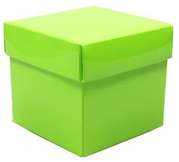 Luxe cadeaudoosje met deksel - groen metallic - 10 x 10 x 10 cm - vierkant