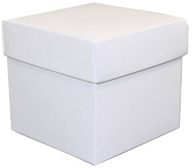 Luxe cadeaudoosje met deksel - wit metallic - 10 x 10 x 10 cm - vierkant