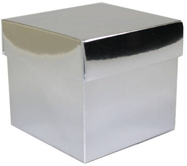 Luxe cadeaudoosje met deksel - zilver metallic - 10 x 10 x 10 cm - vierkant