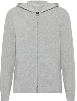 Luxe Cashmere Blend Zip Hoodie Sweater Boggi Milano , Gray , Heren - L
