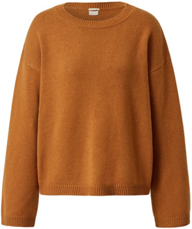 Luxe Cashmere Crewneck Sweater Massimo Alba , Orange , Dames - L,M,S,Xs