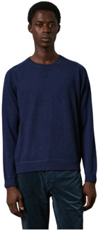 Luxe Cashmere Jacquard Crewneck Sweater Massimo Alba , Blue , Heren - M,S
