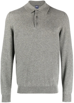 Luxe Cashmere Polo Shirt Fedeli , Gray , Heren - 2Xl,3Xl