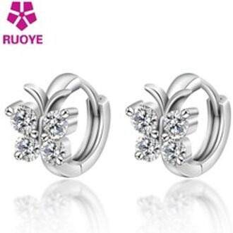 Luxe Crystal 925 Sterling Zilver Stud Oorbellen Vlinder Oorbel Voor Vrouwen Meisje Oor Sieraden
