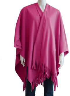 Luxe dames omslag poncho fuchsia Roze