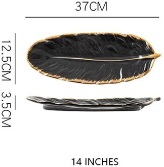 Luxe Desktop Opbergvak Nordic Stijl Creatieve Keramische Fruit Lade Taart Servies Plaat Sieraden Cosmetische Sundriesopslag Lade 14inchblack-L