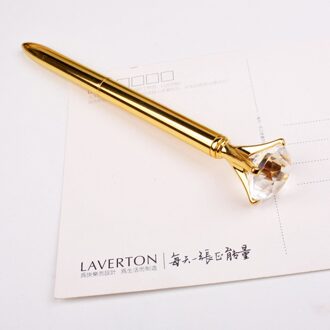 Luxe Draagbare Grote Crystal Pen Diamond Balpennen Stationery Balpen Home Office School Supplies goud