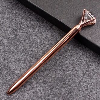 Luxe Draagbare Grote Crystal Pen Diamond Balpennen Stationery Balpen Home Office School Supplies roos goud