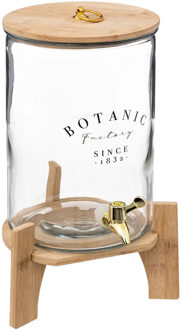 Luxe Drankdispenser/limonade/sap dispenser op onderstel met kraantje - glas/hout - 8 Liter