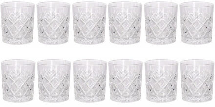 Luxe drinkglazen/whiskeyglazen - 12x stuks - transparant - 230 ml - 7,5 x 8,5 cm