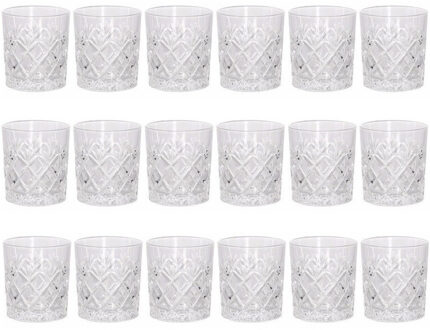 Luxe drinkglazen/whiskeyglazen - 18x stuks - transparant - 230 ml - 7,5 x 8,5 cm