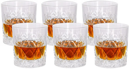 Luxe drinkglazen/whiskeyglazen - 6x stuks - transparant - 230 ml - 7,5 x 8,5 cm - Drinkglazen