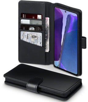 luxe echt lederen wallet hoes - Samsung Galaxy Note 20 - Zwart