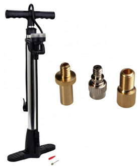 Luxe fietspomp met manometer inclusief 3-delige nippelset