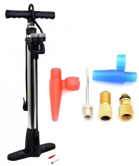 Luxe fietspomp met manometer inclusief 5-delige nippelset