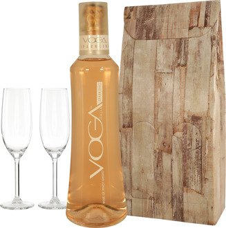 Luxe fles Voga Prosecco Rosé + champagne glazen