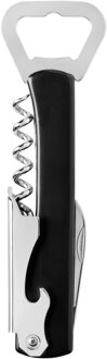 Luxe flesopener/kurkentrekker - Sommeliersmes - RVS/kunststof - Kelnersmessen Zwart