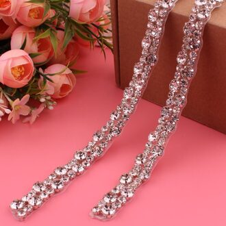 Luxe Glanzende Bruids Riem Trouwjurk Diner Riem Kristal Strass Riem zilver