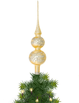 Luxe glazen piek goud ijslak 30 cm kerstpieken
