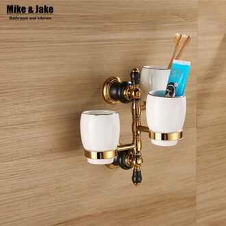 Luxe goud messing drie stuks tanden bekerhouder kit gold tumbler bekerhouder tandenborstelhouder badkamer accessoire wc bekerhouder
