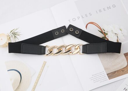 Luxe Gouden Ketting Riem Elastische Zilveren Metalen Taille Riemen Voor Vrouwen Stretch Dames Jas Ketting Riem Tailleband 2.3cm stijl 2 goud
