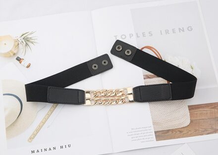 Luxe Gouden Ketting Riem Elastische Zilveren Metalen Taille Riemen Voor Vrouwen Stretch Dames Jas Ketting Riem Tailleband 2.3cm stijl 3 goud