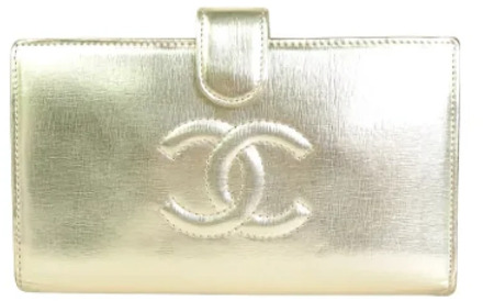 Luxe Gouden Leren Dames Portemonnee Chanel Vintage , Yellow , Dames - ONE Size