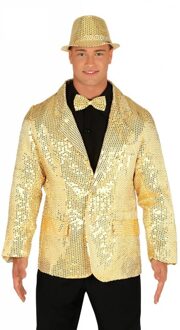 Luxe goudkleurige disco jasje met lovertjes voor mannen - Large - Volwassenen kostuums