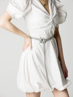 Luxe Grote Strass Ketting Riemen Vrouwen Lange Metalen Waistbelt Bloem Crystal Gesp Elegante Jurk Decoratie Riem