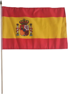 Luxe grote zwaaivlaggen Spanje - 30 x 45 cm - op lange stok - feestartikelen Multi