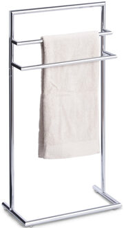 Luxe handdoek badkamer rek - zilver - 3 stangen - metaal - 44 x 83 cm