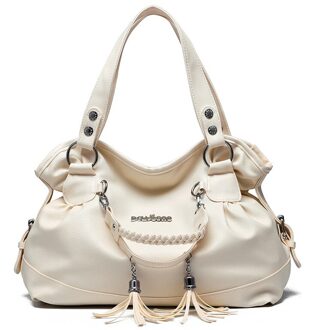 Luxe Handtassen Vrouwen Tassen Handtassen Vrouwen Bekende Merken Klassieke Toevallige Kwastje Zachte Tas Vrouwelijke Schoudertas ZF10031 Beige