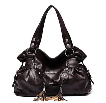 Luxe Handtassen Vrouwen Tassen Handtassen Vrouwen Bekende Merken Klassieke Toevallige Kwastje Zachte Tas Vrouwelijke Schoudertas ZF10031 koffie