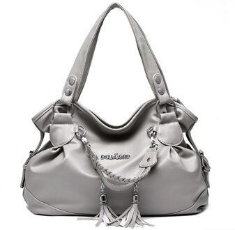 Luxe Handtassen Vrouwen Tassen Handtassen Vrouwen Bekende Merken Klassieke Toevallige Kwastje Zachte Tas Vrouwelijke Schoudertas ZF10031 licht grijs