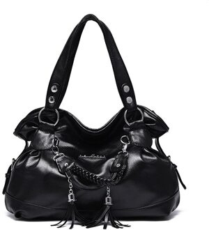 Luxe Handtassen Vrouwen Tassen Handtassen Vrouwen Bekende Merken Klassieke Toevallige Kwastje Zachte Tas Vrouwelijke Schoudertas ZF10031 zwart