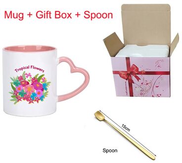 Luxe Heldere Bloemen Patroon Cup Gouden Handgreep Mok Geschenkdoos Koffie Mok Paar Keramische Wedding Bridal Minnaar KTZW-039 KTZW-039-G