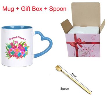 Luxe Heldere Bloemen Patroon Cup Gouden Handgreep Mok Geschenkdoos Koffie Mok Paar Keramische Wedding Bridal Minnaar KTZW-039 KTZW-039-H