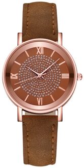 Luxe Horloges Quartz Horloge Roestvrij Staal Wijzerplaat Casual Bracele Horloge Rose Goud Waterdicht Dames Horloge Klok bruin