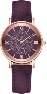 Luxe Horloges Quartz Horloge Roestvrij Staal Wijzerplaat Casual Bracele Horloge Rose Goud Waterdicht Dames Horloge Klok paars
