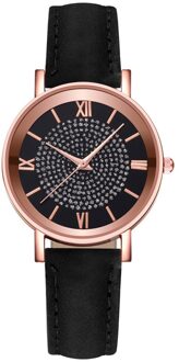 Luxe Horloges Quartz Horloge Roestvrij Staal Wijzerplaat Casual Bracele Horloge Rose Goud Waterdicht Dames Horloge Klok zwart