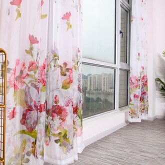 Luxe Jacquard Sheer Gordijnen Voor Woonkamer De Slaapkamer Keuken Tule Voor Windows Voile Garen Gordijnen Panel Window Behandelingen rood