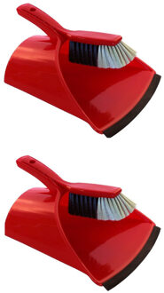 Luxe jumbo Stoffer en Blik met kap - 2x - rood - 32 x 28 cm - stofblik set