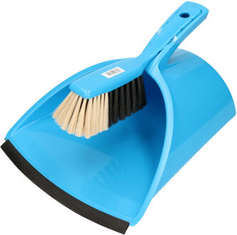 Luxe jumbo Stoffer en Blik met kap - blauw - 32 x 28 cm - stofblik set