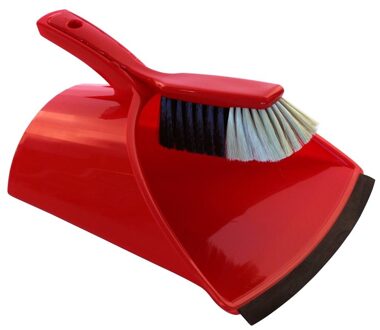 Luxe jumbo Stoffer en Blik met kap - rood - 32 x 28 cm - stofblik set