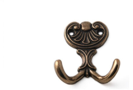 Luxe kapstokhaken - jashaken - antiek brons - dubbele haak - 6,5 x 5,8 cm