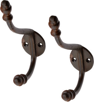 Luxe kapstokhaken / jashaken / kapstokhaakjes - 6x - retro - bruin - aluminium - 15 x 3,5 cm