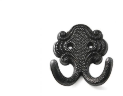 Luxe kapstokhaken / jashaken / kapstokhaakjes zamac - zwart - dubbele haak - 6,7 x 5,2 cm